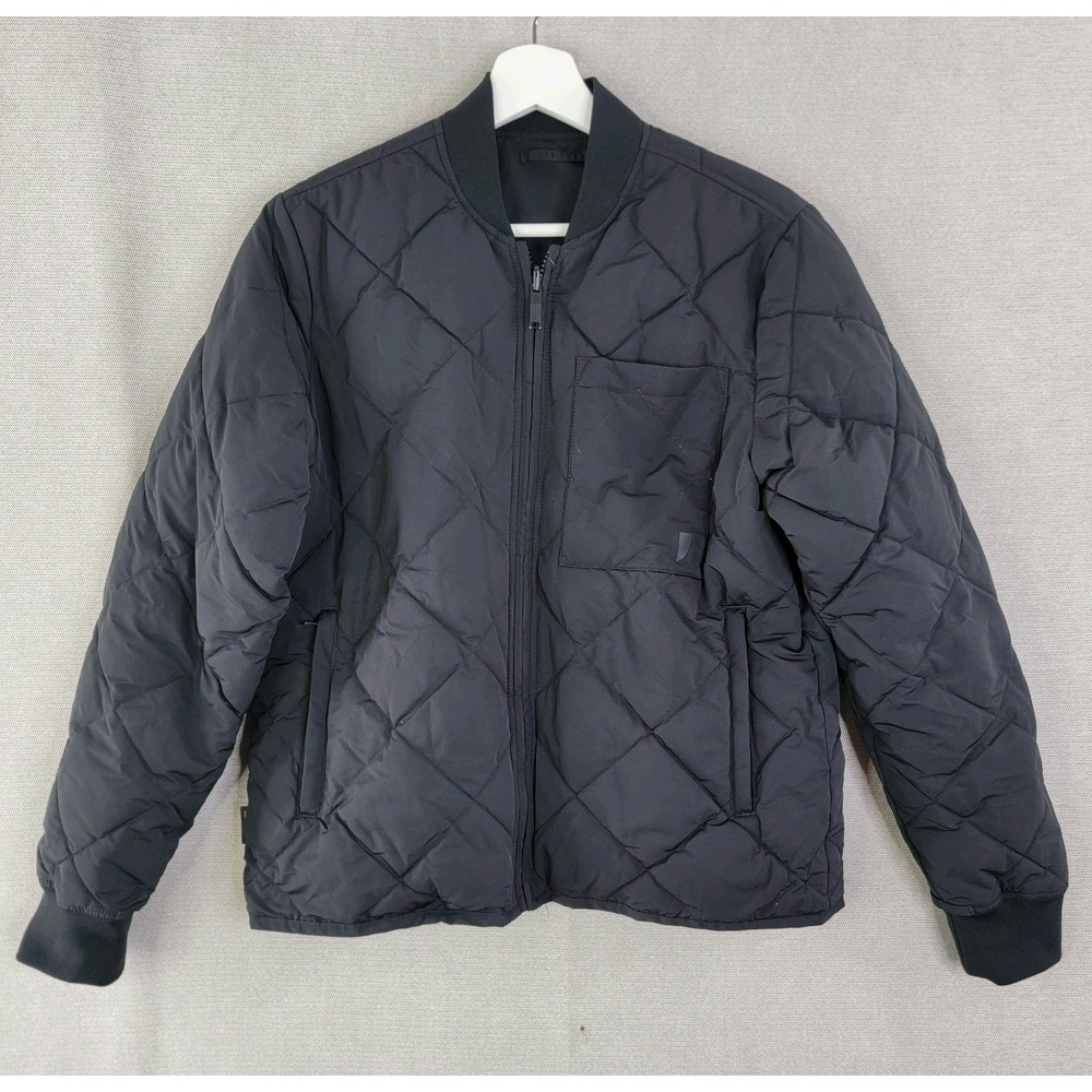 Frank and Oak Jacket The Skyline Reversible Quilted Bomber Coat Size Small Black